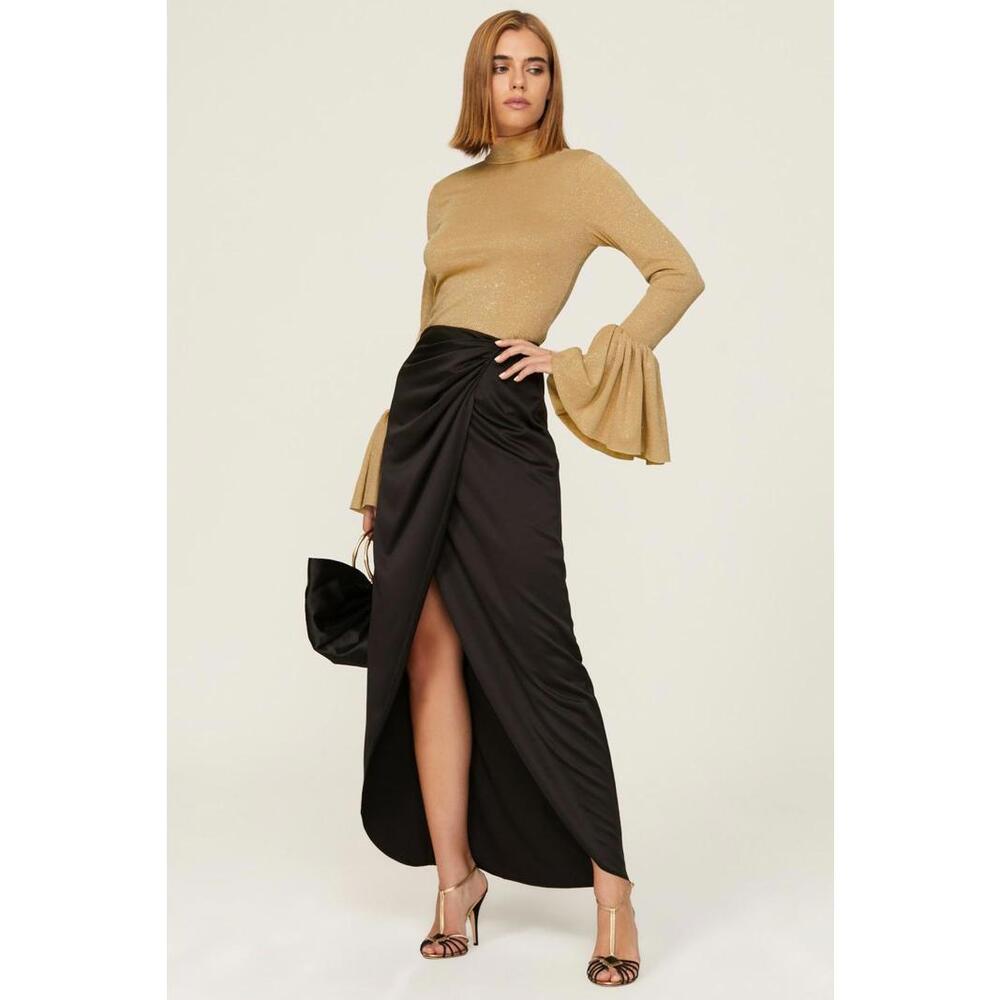 Adam Lippes x RTR Gold Knit Bell Sleeve Turtleneck Size M with Hole